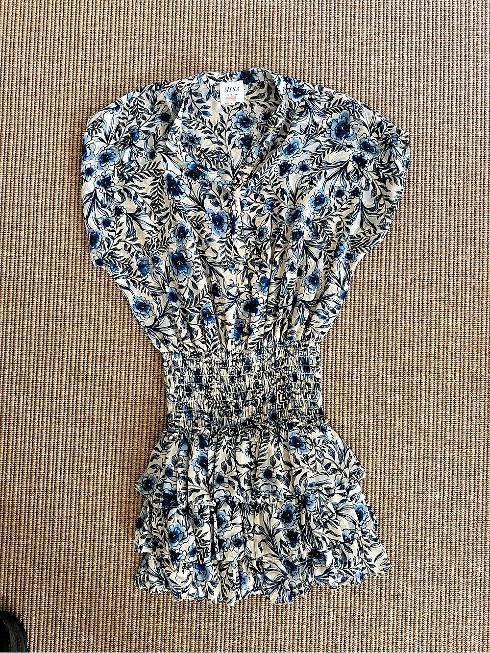 MISA Los Angeles Eloisa Dress Floral Mini Blue & Cream